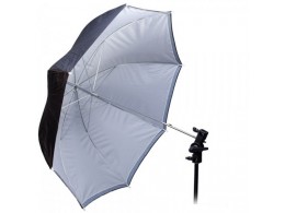 Paraply - Hvit Sølv og Sort 85 cm 7mm stang